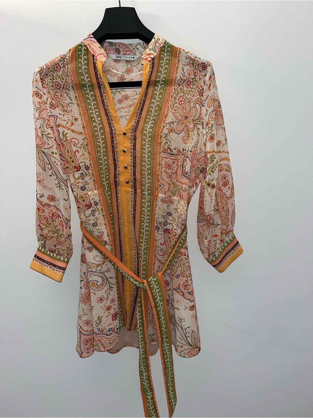 Zara Paisley dress with Green & orange Accents
